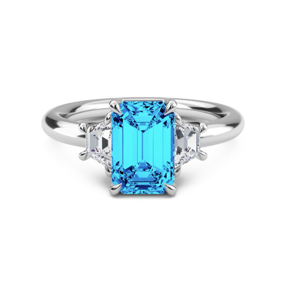 Blue Emerald in White Gold Ring - Image 2