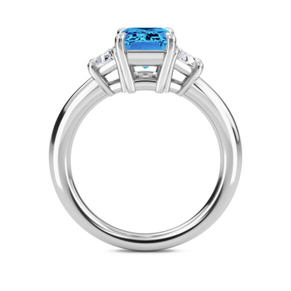 Blue Emerald in White Gold Ring - Image 3