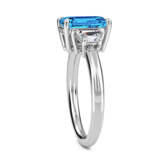 Blue Emerald in White Gold Ring - Image 4